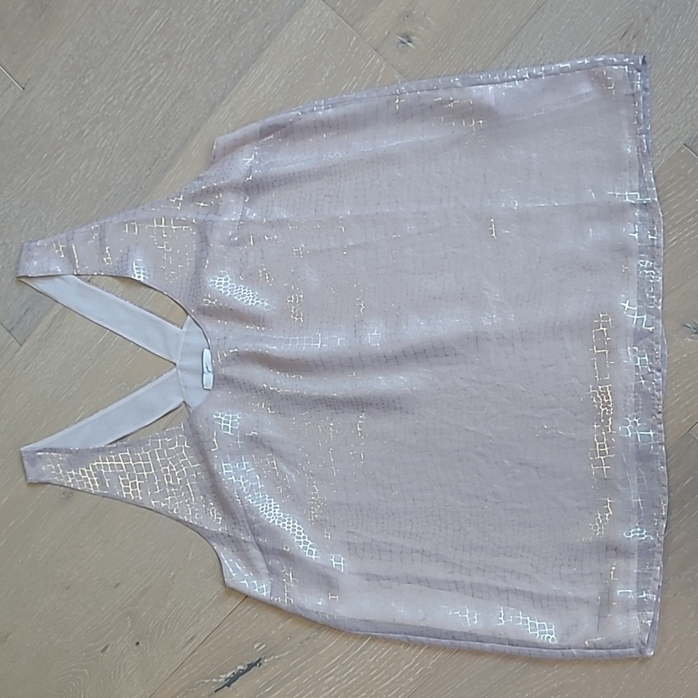 EUC Joie Mirla Tank Women's Large Sheer/Metallic Gold Animal Print Flowy Top